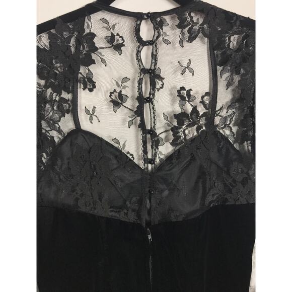 Vintage Jessica McClintock for Gunne Sax VTG Dress Black Lace Velvet Elegant LBD - Picture 5 of 7